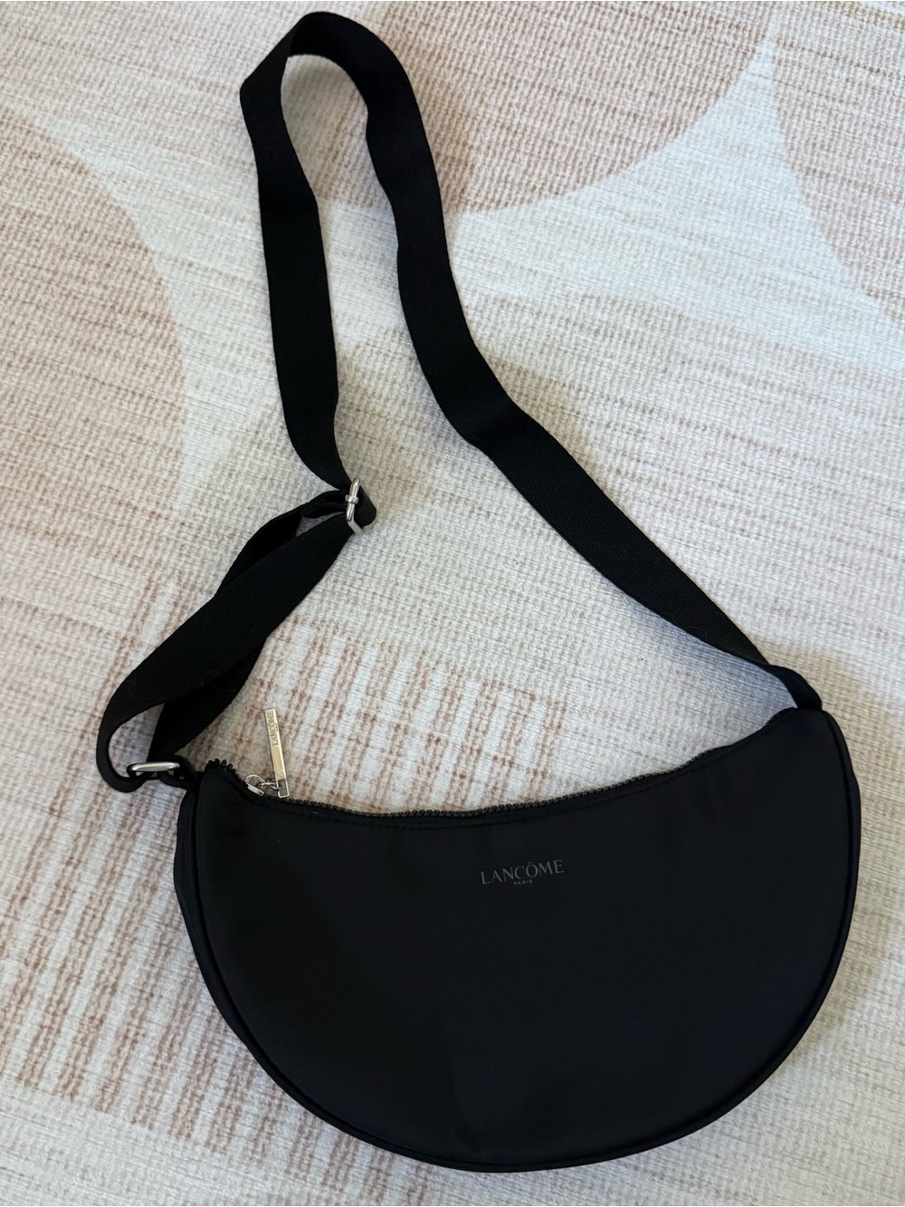 Lancôme Black Waterproof Lightweight Crescent Crossbody Bag NEW